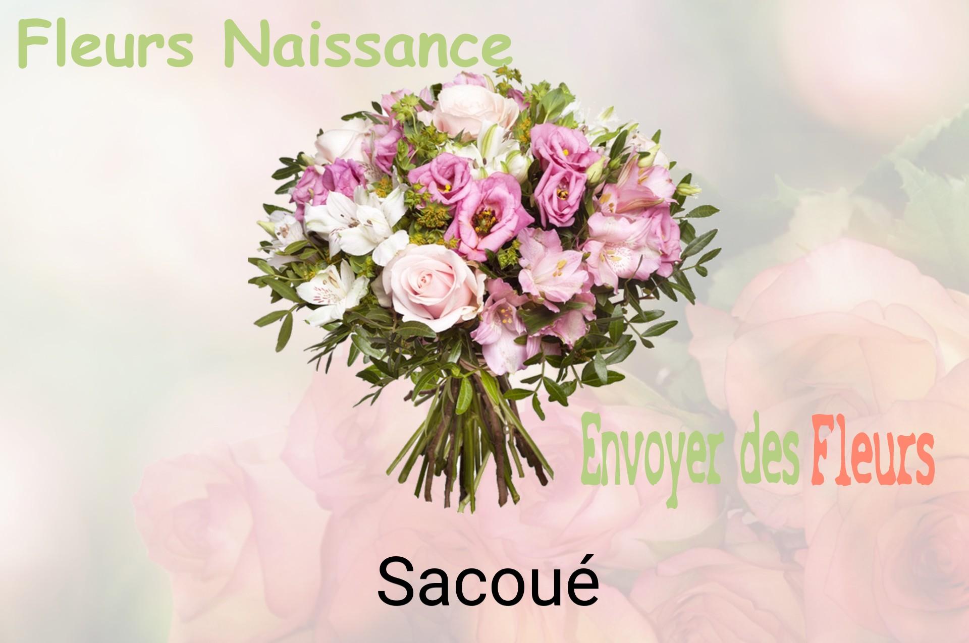 Bouquet de fleurs de naissance livré à Sacoué